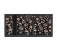 RLDOBOFE Many Skulls Get Together Trifold Wallet Minimalist Mens Wallet with Key Hook 8 Card Slots Modern Stylish Polyester Security Wallets Fashion Slim Credit Card Holder Id Window