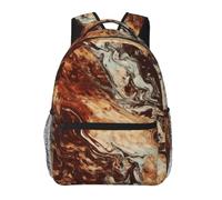 RLDOBOFE Marble Mixed Brown Cute Backpack Waterproof Lightweight Casual Backpack One Size Daypack Travel Laptop Bag For Men Women
