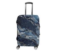 RLDOBOFE Marble Navy Blue Mixed Baggage Cover for Travel, Washable Suitcase Covers for Home, Dustproof Luggage Protector Skins with Zippers, Protector Anti Scratch, Luggage Covers, white, Small