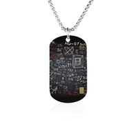 RLDOBOFE Mathematics And Physics Dog Tag Pendant Personalized Picture Necklace Custom Military Tag Pendant with Box Chain Memorial Photo Jewelry Keepsake Gift for Men Women Husband