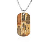 RLDOBOFE Memorial Necklace for Woman, Personalized Ancient Egypt Tribe Series Pendant with Rope Chain for Man, Titanium Steel Rectangle Necklace for Birthday, Anniversary Loving Memory