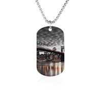 RLDOBOFE Memorial Necklace for Woman, Personalized Bridge Pendant with Rope Chain for Man, Titanium Steel Rectangle Necklace for Birthday, Anniversary Loving Memory
