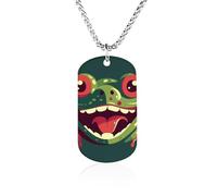 RLDOBOFE Memorial Necklace for Woman, Personalized Frog with Mouth Open Pendant with Rope Chain for Man, Titanium Steel Rectangle Necklace for Birthday, Anniversary Loving Memory