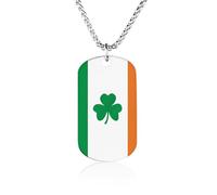 RLDOBOFE Memorial Necklace for Woman, Personalized Happy Irish Holidays Pendant with Rope Chain for Man, Titanium Steel Rectangle Necklace for Birthday, Anniversary Loving Memory