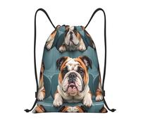 RLDOBOFE Mens Womens English Bulldog Backpack Drawstring Backpack, Black / White, S