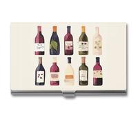RLDOBOFE Mental Cute Wines Bottle Name Card Holder Slim Business Pocket Card Case Buckle Style Shut Portable Professional Purse Name Cards Organizer Gift for Men Women Workers