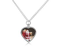 RLDOBOFE Merry Christmas Pet Urn Necklaces for Ashes, Heart-Shaped Pendant for Cat Lover, Custom Dog Cremation Keepsake Jewelry, Picture Necklace Personalized for Loss of Dog