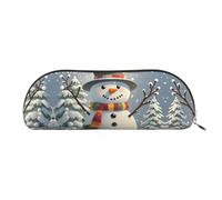 RLDOBOFE Merry Christmas Snowman Pencil Pouch Leather,Small Pen Bags With Zipper For Pencils,Pens,Markers,Makeups,Change,Coins