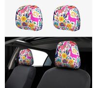 RLDOBOFE Mexican Otomi Animals Car Headrest Cover 2 PCS, Funny Auto Front Seat Head Rest Protector, Universal Car Headrest Protector Elastic, Personalized Seat Cover Headrest Trim for Most Cars