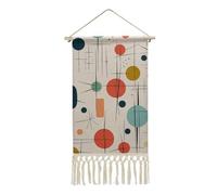 RLDOBOFE Modern Mid Century Poster Hanging with Tassel Linen Cotton Scroll Wall Art Prints Wall Hanging Poster Decor with Wood Frame for Home Bedroom Living Room Office Play Room