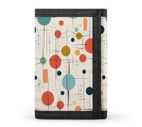 RLDOBOFE Modern Mid Century Trifold Wallet Minimalist Mens Wallet with Key Hook 8 Card Slots Modern Stylish Polyester Security Wallets Fashion Slim Credit Card Holder Id Window