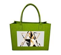RLDOBOFE Modern Triangle Felt Tote Bag Reusable Foldable Grocery Bag Versatile Large Capacity Commuter Handbag, Light Green, One Size