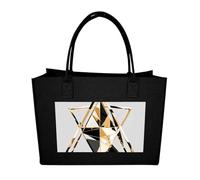 RLDOBOFE Modern Triangle Felt Tote Bag Reusable Foldable Grocery Bag Versatile Large Capacity Commuter Handbag, Black, One Size