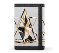 RLDOBOFE Modern Triangle Trifold Wallet Minimalist Mens Wallet with Key Hook 8 Card Slots Modern Stylish Polyester Security Wallets Fashion Slim Credit Card Holder Id Window
