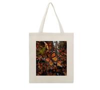 RLDOBOFE Monarch Butterflies Print Canvas Tote Bag Reusable Grocery Bag Lightweight Shopping Cloth Bags with Long Handles Aesthetic Cute Shoulder Bags for Women Lady Casual Vacation
