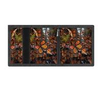 RLDOBOFE Monarch Butterflies Trifold Wallet Minimalist Mens Wallet with Key Hook 8 Card Slots Modern Stylish Polyester Security Wallets Fashion Slim Credit Card Holder Id Window