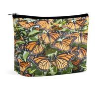 RLDOBOFE Monarch Butterfly Cluster Makeup Bag Cosmetic Bags Toiletry Bag
