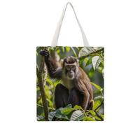 RLDOBOFE Monkey Canvas Tote Bags, Reusable Grocery Bag with Handle, Shoulder Bag for Shopping Beach Storage Travel Gift