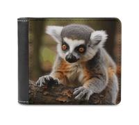 RLDOBOFE Monkey Lemur Cute Wallet Passcase for Men, Extra Capacity Bifold Leather Wallets with ID Windows, Slim Stylish Wallet for Gift, Blocking Money Clip for Cards, Coin Pouch