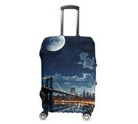 RLDOBOFE Moon Light New York City Baggage Cover for Travel, Washable Suitcase Covers for Home, Dustproof Luggage Protector Skins with Zippers, Protector Anti Scratch, Luggage Covers, white, Small