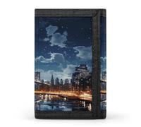 RLDOBOFE Moon Light New York City Wallet for Men, Extra Capacity Trifold Wallet for Women, Foldable Money Clip with ID Window for Pocket, Credit Card Holder, Personalized Wallets for Travel