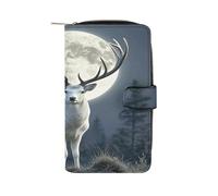 RLDOBOFE Moonlight Deer PU Leather Long Wallet Travel Wallets