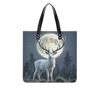 RLDOBOFE Moonlight Deer Tote Bag Shoulder Bags Grocery Shopping Bag
