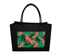 RLDOBOFE Moss Insect Wing Felt Tote Bag Reusable Foldable Grocery Bag Versatile Large Capacity Commuter Handbag, Black, One Size