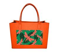 RLDOBOFE Moss Insect Wing Felt Tote Bag Reusable Foldable Grocery Bag Versatile Large Capacity Commuter Handbag, Fruit Orange, One Size