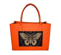 RLDOBOFE Moth Felt Tote Bag Reusable Kitchen Grocery Bag Versatile Large Capacity Commuter Handbags, Fruit Orange, One Size