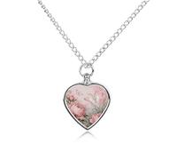RLDOBOFE Moth Peony Cluster Cremation Jewelry for Ashes Heart Urn Necklaces Personalized Memorial Necklace Dog Cat Keepsake Pendant Custom Small Locket Ash Holder for Women Men