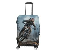 RLDOBOFE Mountain Bike Tournament Baggage Cover for Travel, Washable Suitcase Covers for Home, Dustproof Luggage Protector Skins with Zippers, Protector Anti Scratch, Luggage Covers, white, Small