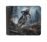RLDOBOFE Mountain Bike Tournament Wallet Passcase for Men, Extra Capacity Bifold Leather Wallets with ID Windows, Slim Stylish Wallet for Gift, Blocking Money Clip for Cards, Coin Pouch