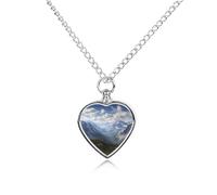 RLDOBOFE Mountain View Cremation Jewelry for Ashes Heart Urn Necklaces Personalized Memorial Necklace Dog Cat Keepsake Pendant Custom Small Locket Ash Holder for Women Men