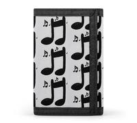 RLDOBOFE Music Note Trifold Wallet Minimalist Mens Wallet with Key Hook 8 Card Slots Modern Stylish Polyester Security Wallets Fashion Slim Credit Card Holder Id Window
