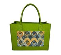 RLDOBOFE Mustard Yellow And Brown Felt Tote Bag Reusable Kitchen Grocery Bag Versatile Large Capacity Commuter Handbags, Light Green, One Size
