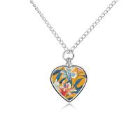 RLDOBOFE Mustard Yellow Pattern Pet Urn Necklaces for Ashes, Heart-Shaped Pendant for Cat Lover, Custom Dog Cremation Keepsake Jewelry, Picture Necklace Personalized for Loss of Dog
