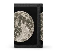 RLDOBOFE Mystic Moon Trifold Wallet Minimalist Mens Wallet with Key Hook 8 Card Slots Modern Stylish Polyester Security Wallets Fashion Slim Credit Card Holder Id Window