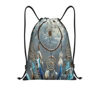 RLDOBOFE Native American Dream Catcher Drawstring Backpack Sports Gym Sackpack Waterproof Swim Bag Men Women Draw String Bag, Black, M