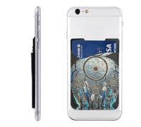 RLDOBOFE Native American Dream Catcher Phone Wallet, Stick On Card Holder for Back of Phone Case - Leather Cell Phone Card Wallet Sleeve Adhesive Phone Pocket - Compatible with Most Cell Phones