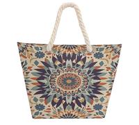 RLDOBOFE Native American Patterns Tote Bag,Oxford Fabric Bag Large Market Bag,Equipped with Cotton Rope Straps Reusable Tote Bag for Beach Gym Shopping Travel