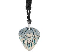 RLDOBOFE Native Dream Catcher Guitar Pick Necklace Stainless Steel Guitar Pendant Necklace Hip Hop Punk Music Jewelry Customizable Gifts Accessory for Women Men Music Lovers