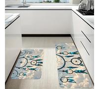 RLDOBOFE Native Dream Catcher Kitchen Mats Set of 2 Cushioned Anti-Fatigue Non-Slip Kitchen Runner Rugs Comfort Foam Standing Mat Absorbent Floor Rug for Office Sink Home Laundry