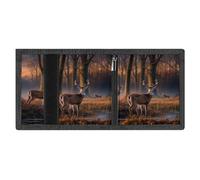 RLDOBOFE Nature Wild Animal Deers Trifold Wallet Minimalist Mens Wallet with Key Hook 8 Card Slots Modern Stylish Polyester Security Wallets Fashion Slim Credit Card Holder Id Window