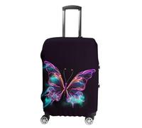 RLDOBOFE Neon Butterfly Travel Luggage Cover Anti Scratch Suitcase Protector Washable Elastic Baggage Cover, white, M, Stylish