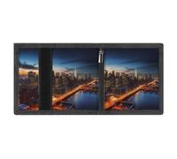 RLDOBOFE New York City Trifold Wallet Minimalist Mens Wallet with Key Hook 8 Card Slots Modern Stylish Polyester Security Wallets Fashion Slim Credit Card Holder Id Window