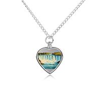 RLDOBOFE Niagara Fall Print Cremation Jewelry for Ashes Heart Urn Necklaces Personalized Memorial Necklace Dog Cat Keepsake Pendant Custom Small Locket Ash Holder for Women Men
