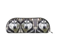 RLDOBOFE Night Crow Pencil Pouch Leather,Small Pen Bags With Zipper For Pencils,Pens,Markers,Makeups,Change,Coins, Husky Dog, One Size