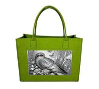 RLDOBOFE Nightjar Dusty Miller Felt Tote Bag Reusable Kitchen Grocery Bag Versatile Large Capacity Commuter Handbags, Light Green, One Size