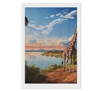 RLDOBOFE Nile River and Giraffe Diamond Painting Kit for Adults Square 5D Diamond Art Kits for Beginners DIY Full Drill Diamonds Dots Painting Gem Arts Crafts Home Wall Decor Gift 8"x12"